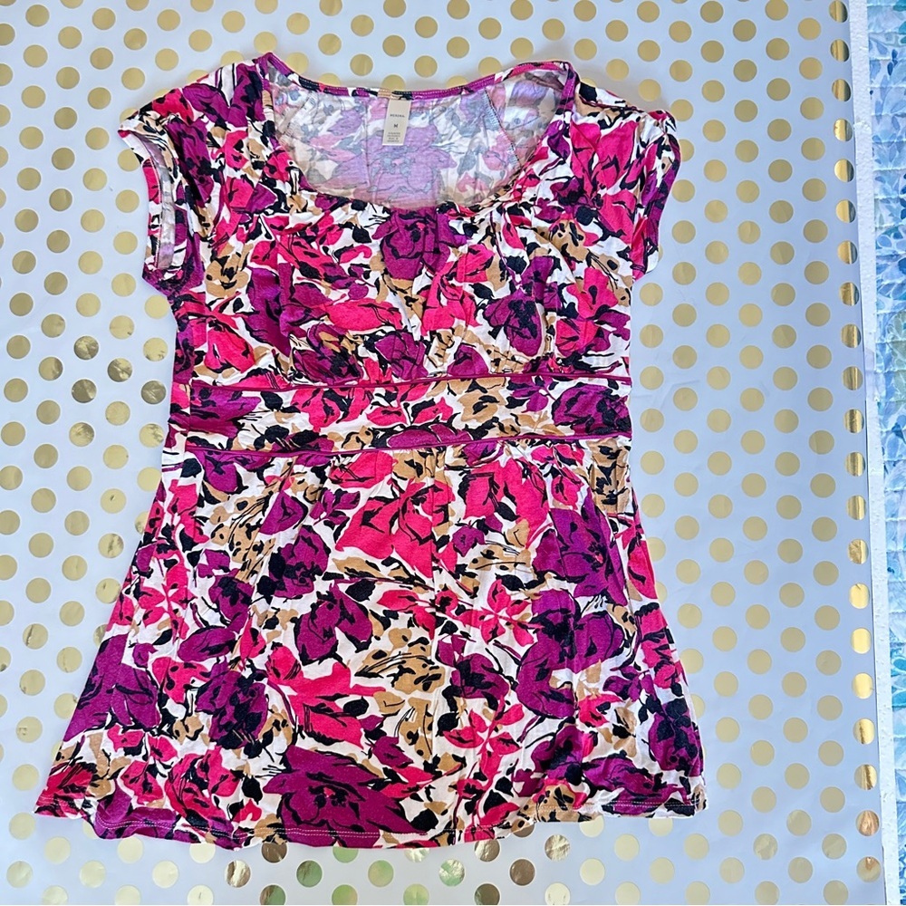 Merona Pink Cap Sleeve Peplum Blouse